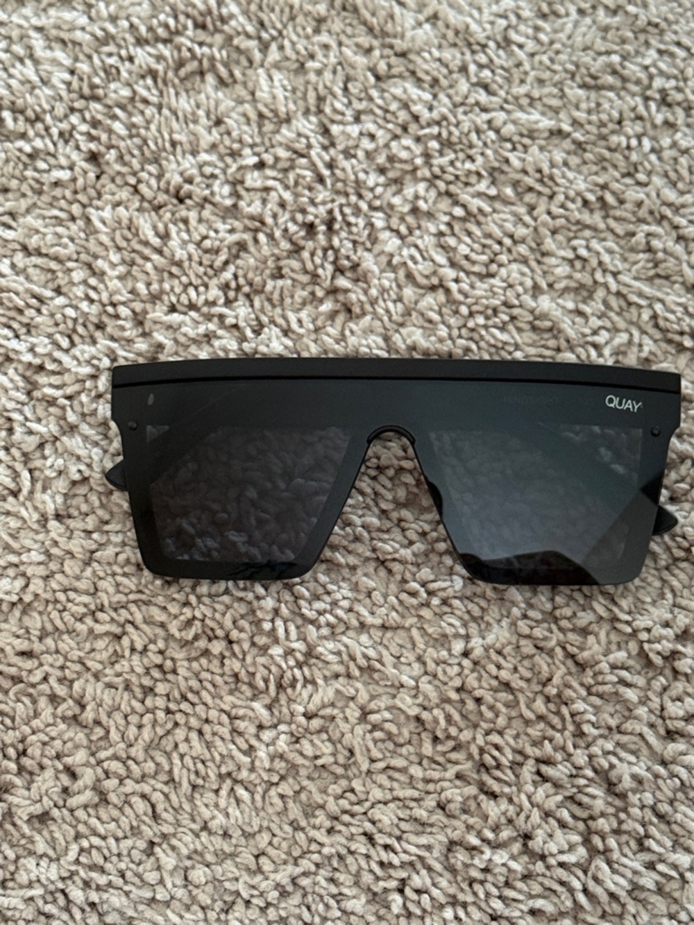 Quay Australia Black Shield Sunglasses with Smoky Lenses